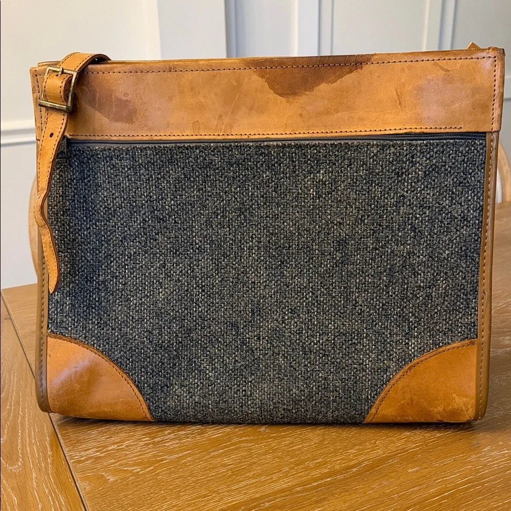 Hartmann Vintage Brown and Gray Tweed Leather Men's Carry-on Bag